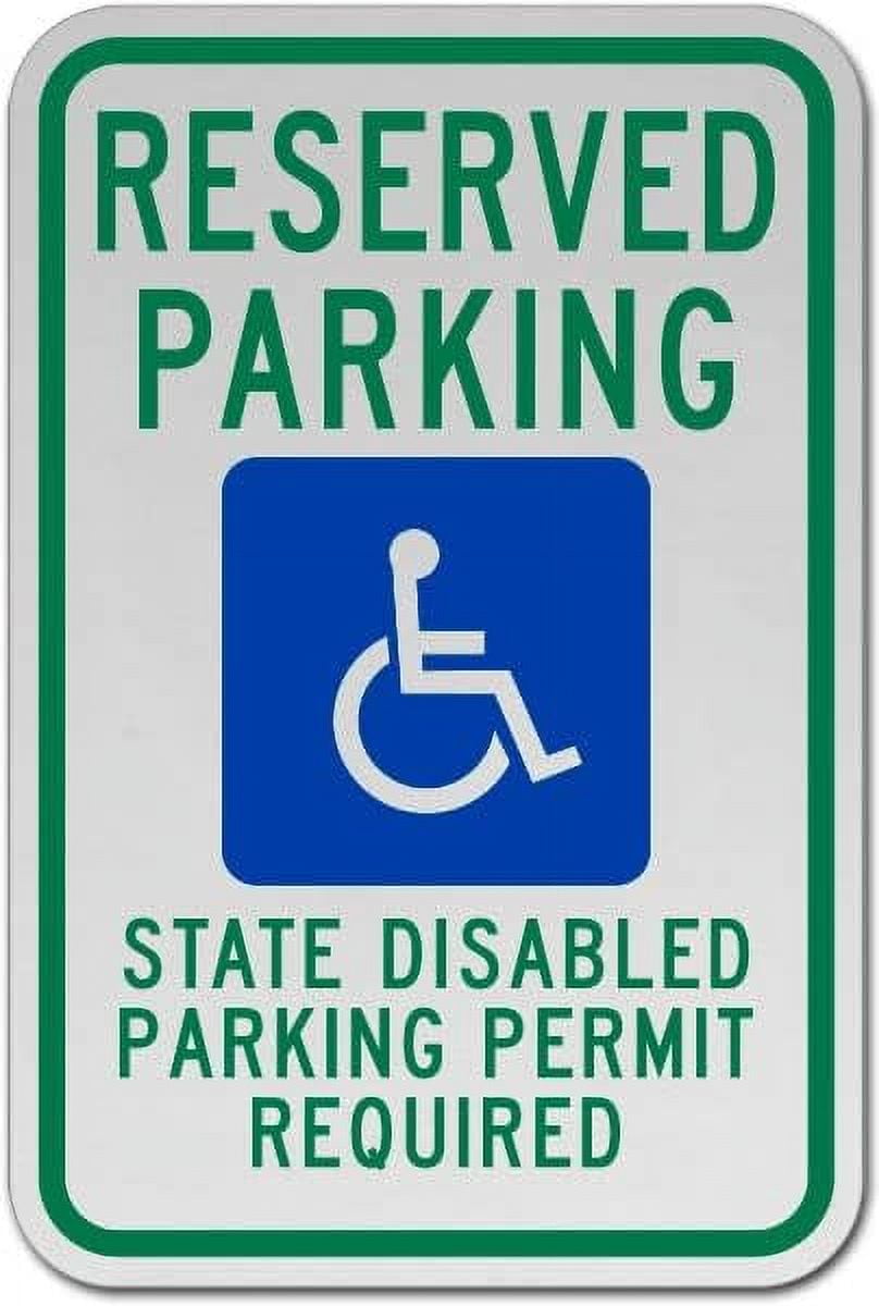 Sign Aluminum Vintage Reserved Parking State Disabled Parking Permit