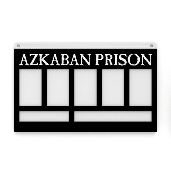 Clever Contraption Sign | Azkaban Prison Identification Plaque | Black & White