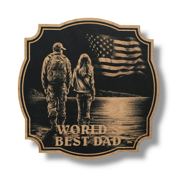 Sign - Black - Worlds best dad with girl and dad