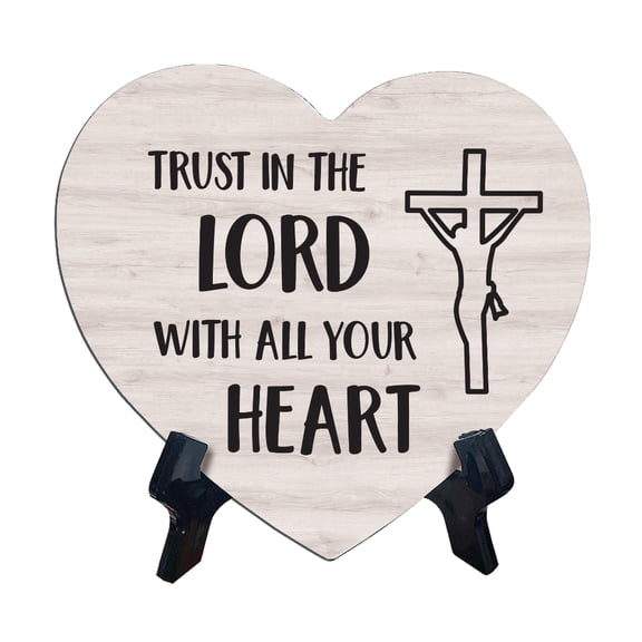 Sign ByLITA Heart Trust in the Lord with all your heart, Wood Color, Table Sign (6"x5")