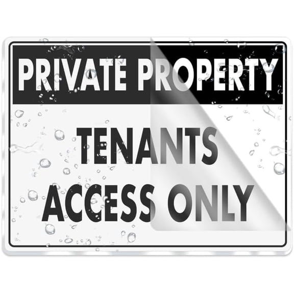 Sign For Door Acrylic Plastic Private Property Tenants Access Only Door Sign - Highly Visible Plastic Placard Adhesive Back - Great Use For Restaurants, Hotels & Offices