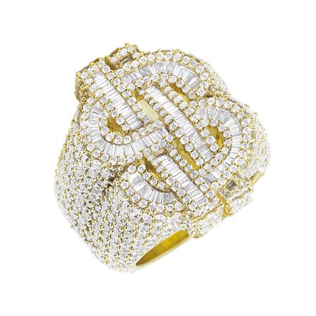 $ Sign EGL Certified VVS Baguette Diamond 9.2CT 10k Yellow Gold 27mm