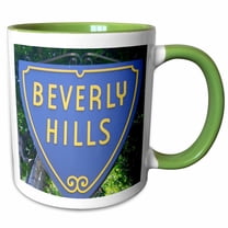 3drose, Sign for Beverly Hills California, 11oz Two-tone Green Mug