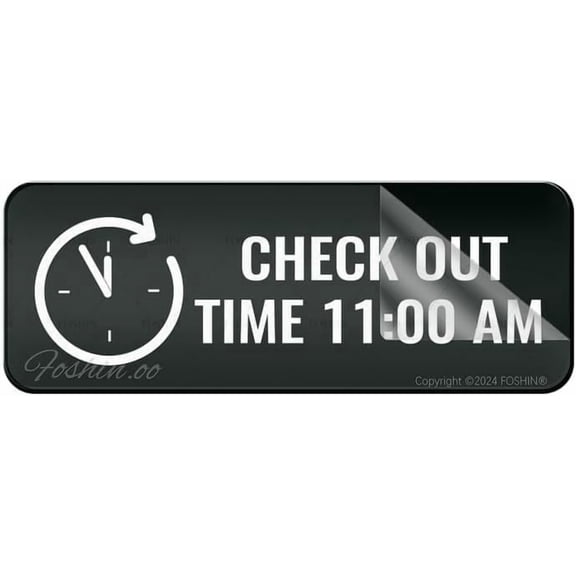 Sign For Door Acrylic Plastic Check Out Time 11.00 Am Self-Adhesive Sign For Office Restaurants Hotels Supermarket Supplies 10 By 3 Inch