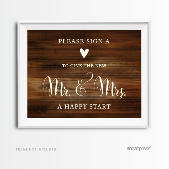 Sign Heart, Give Couple A Happy Start Rustic Wood Wedding Party Signs