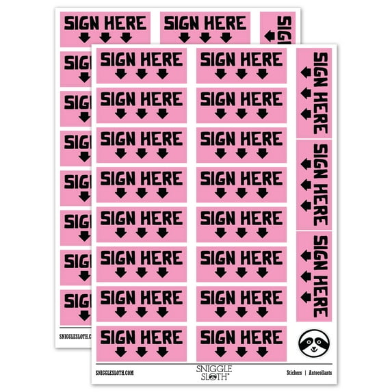 Sign Here Arrows Teacher Student School Sticker Set - Light Pink - Gloss Finish - 2.00" Large