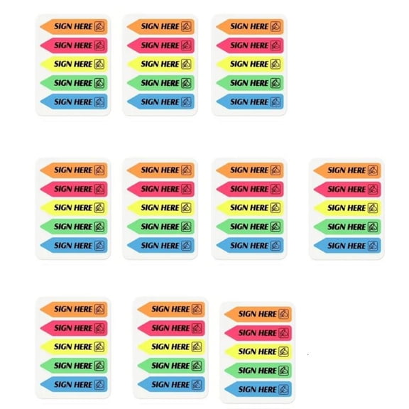 Sign Here Stickers, Sign Here Tabs, Easy to Post Sign Date Here Stickers Flag for Annotating Books, Reading