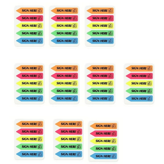 Sign Here Tabs, Reusable Sign Here Stickers Date Here Tabs, Easy to Post Sign Here Stickers for Planner Notary Books