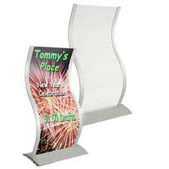 Sign Holder Stand with Curved Frame for 24 x 44.5 Poster, Aluminum (Silver) (FSWV4524)
