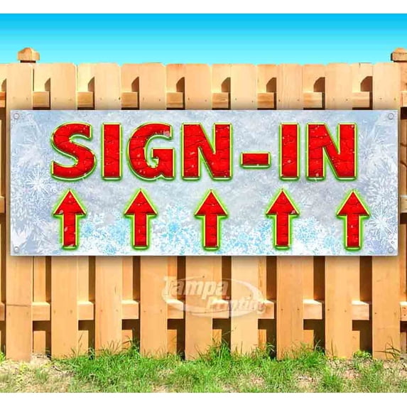 Sign-In Up Arrow Red Caps 13 oz Vinyl Banner With Metal Grommets