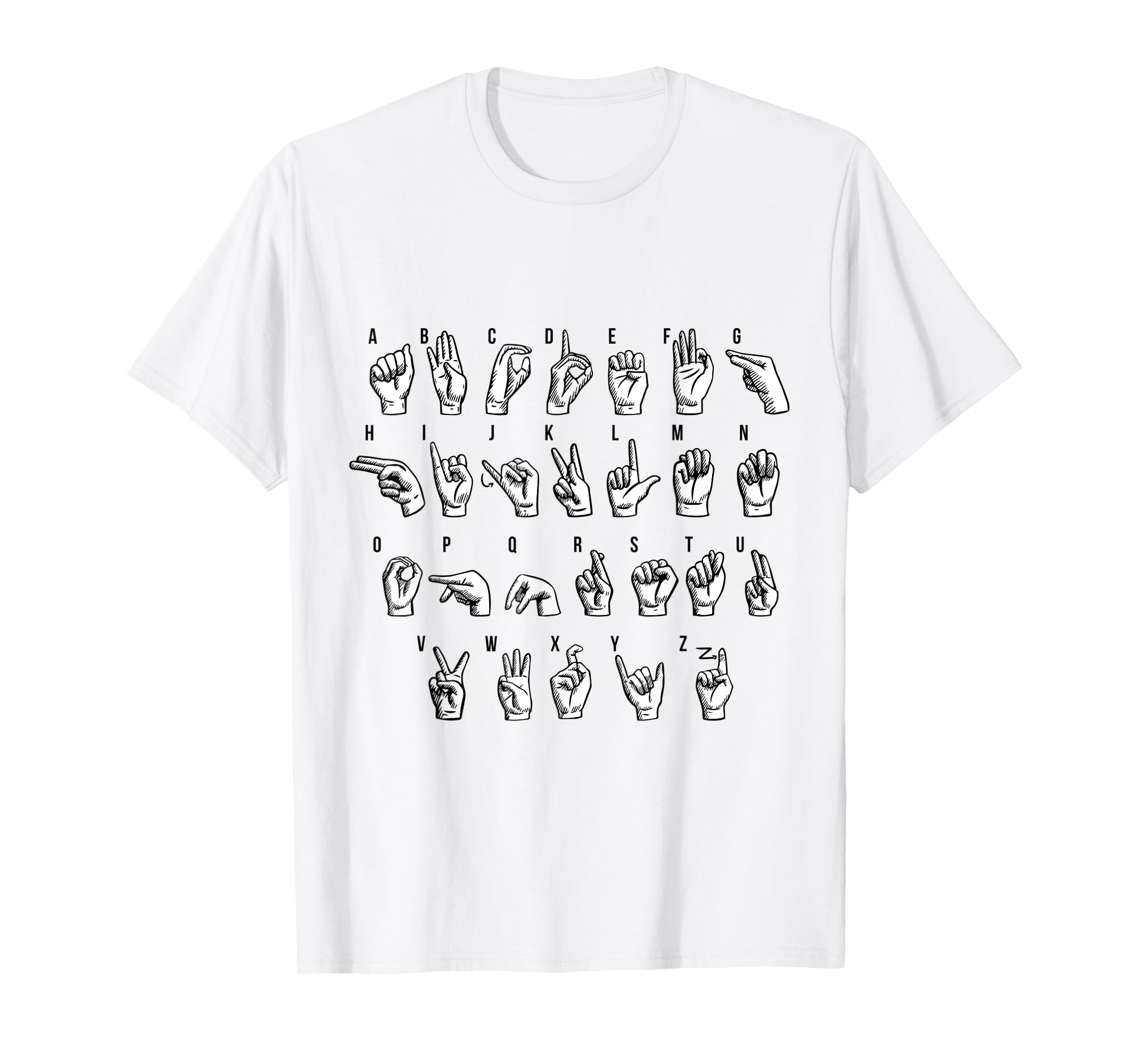 Sign Language ASL Deaf Mute Gesture Alphabet TShirt