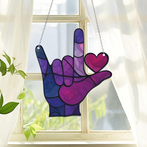 Sign Language ASL I Love You Hand Acrylic Suncatcher Window Hanging ASL Teacher Gift