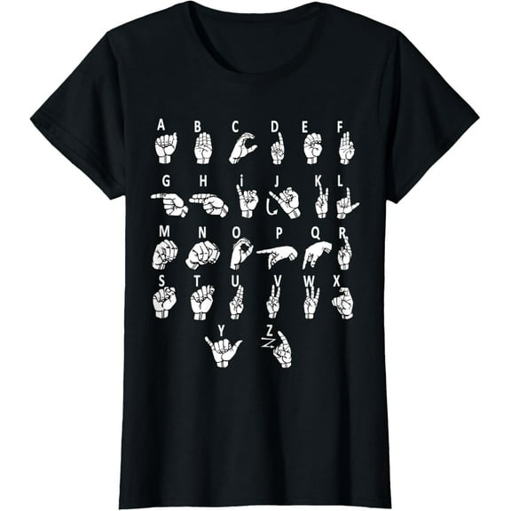 Sign Language Alphabet For ASL Interpreter Deaf Teacher Stud T-ShirtMen and women, Black T-shirt, size: Extra large