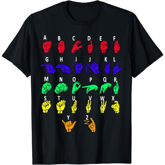 Sign Language Alphabet For ASL Interpreter Deaf Teacher Stud T-Shirt