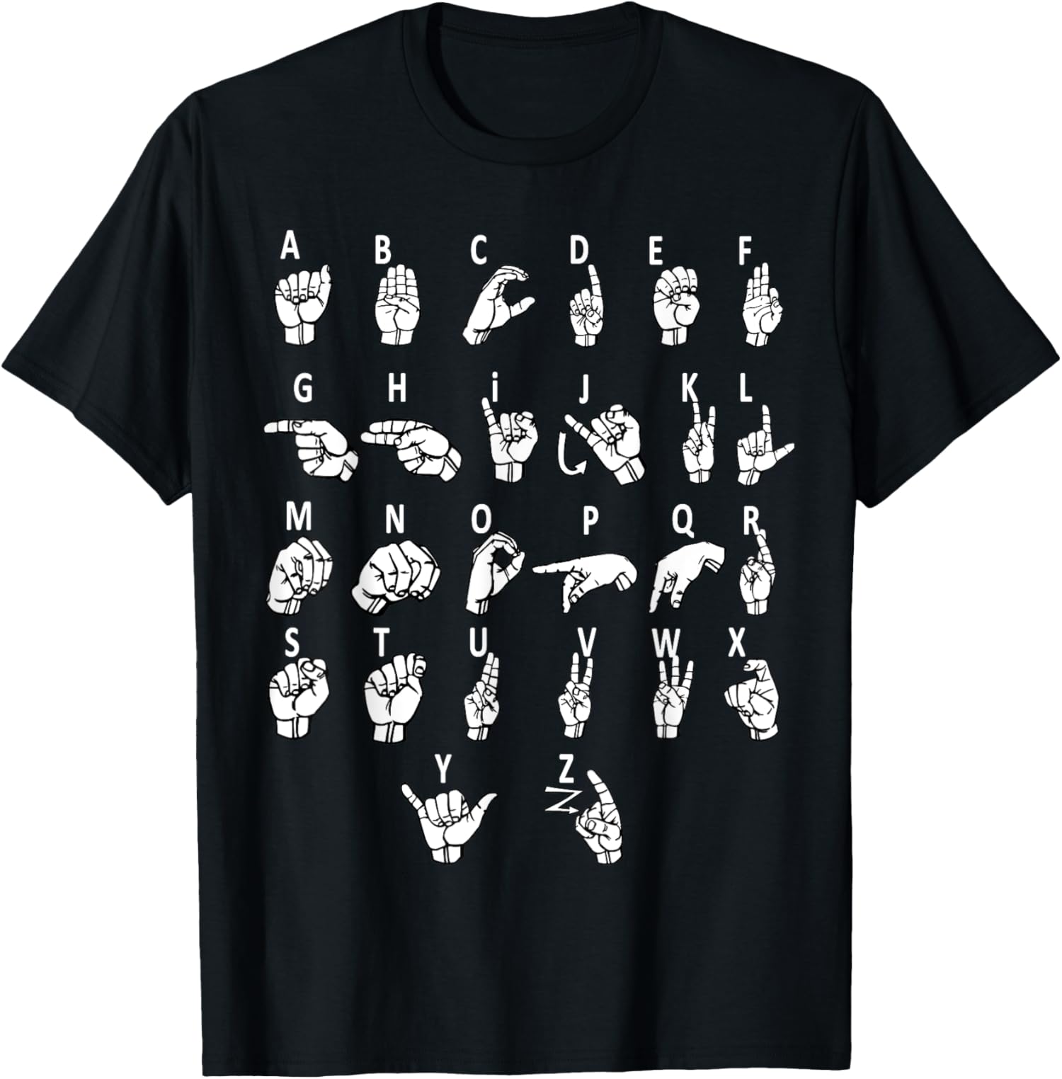 Sign Language Alphabet For ASL Interpreter Deaf Teacher Stud TShirt