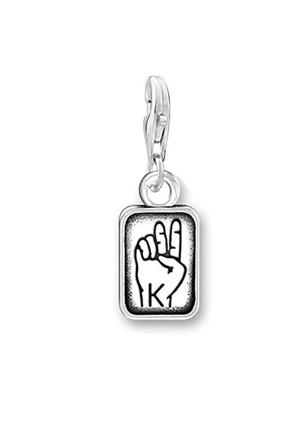 Sign Language Charm Pendant for Bracelets or Necklaces "K"