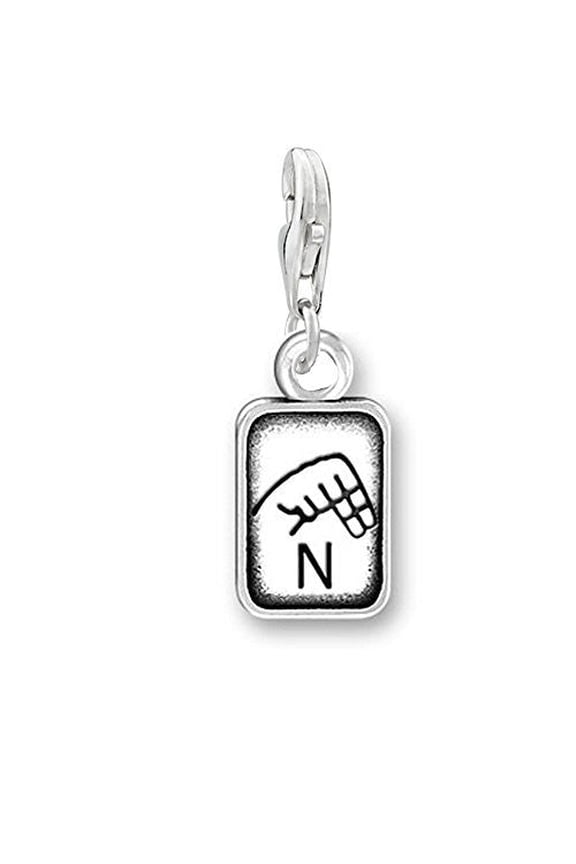 Sign Language Charm Pendant for Bracelets or Necklaces "N"