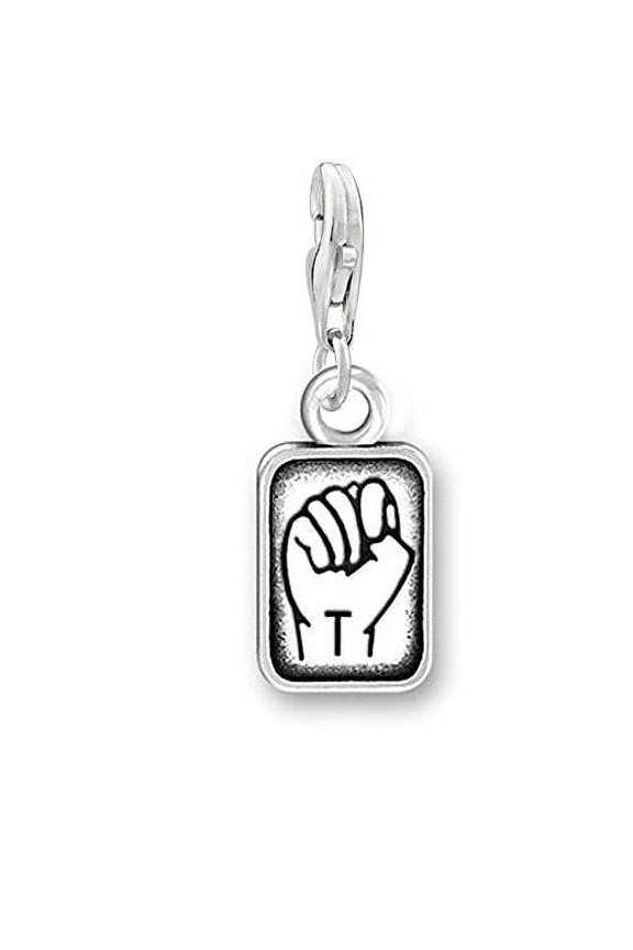 Sign Language Charm Pendant for Bracelets or Necklaces "T"