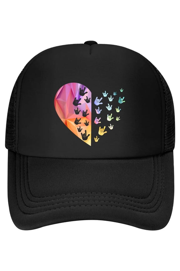 Sign Language Heart - ASL Gift Deaf Gift ASL Teacher Gift Baseball Cap