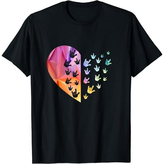 Sign Language Heart - ASL Gift Deaf Gift ASL Teacher Gift T-Shirt