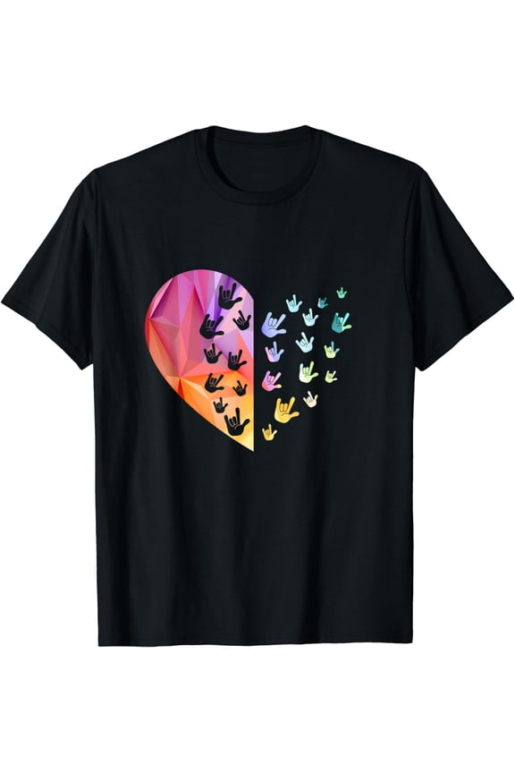 Sign Language Heart - ASL Gift Deaf Gift ASL Teacher Gift T-Shirt