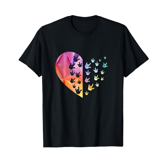 Sign Language Heart - ASL Gift Deaf Gift ASL Teacher Gift T-Shirt