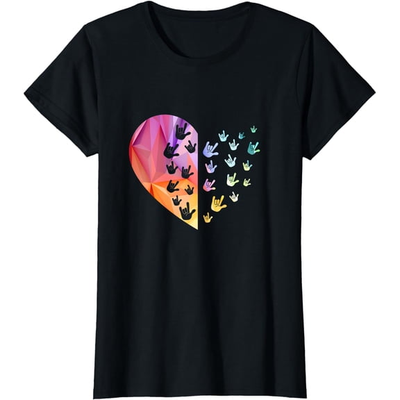 Sign Language Heart - ASL Gift Deaf Gift ASL Teacher Gift T-Shirt