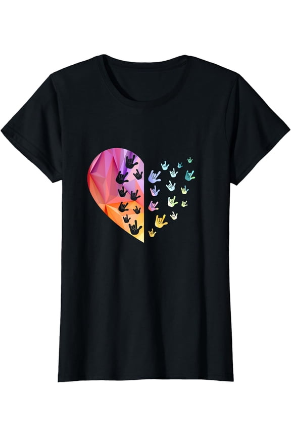 Sign Language Heart - ASL Gift Deaf Gift ASL Teacher Gift T-Shirt