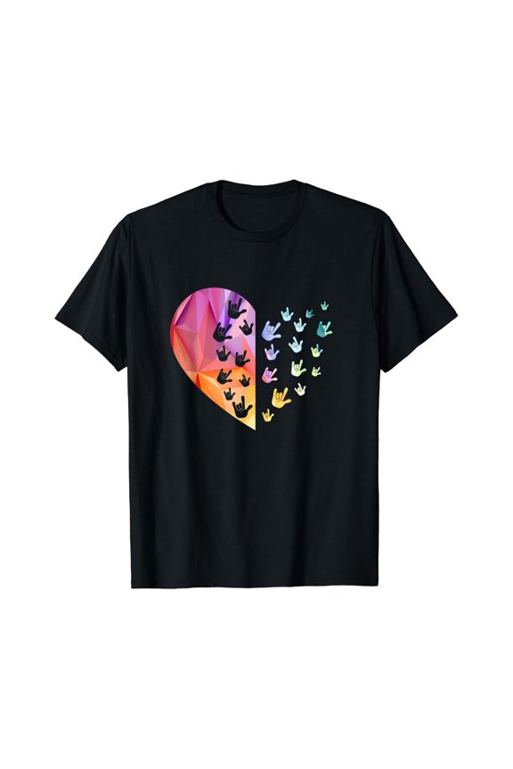 Sign Language Heart - Asl Gift Deaf Gift Asl Teacher Gift T-Shirt Size S-5XL