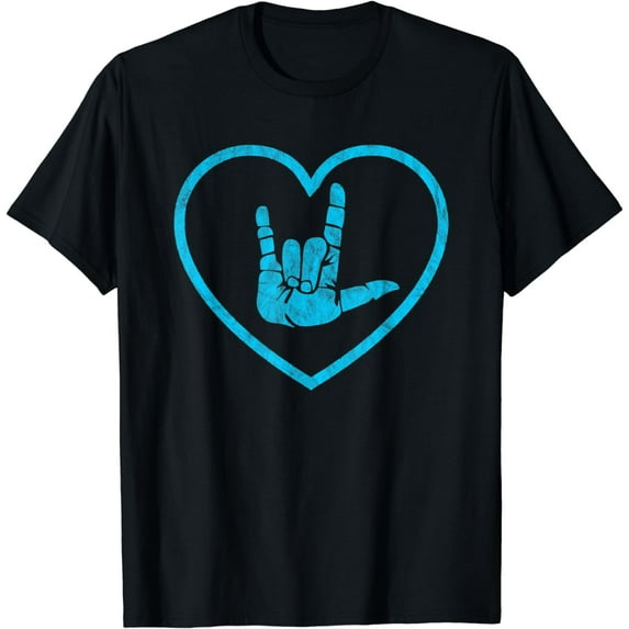 Sign Language I Love You Sign - ASL Retro Distressed Heart
