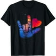 thumbnail image 1 of Sign Language I Love You T Shirt Space Stars Heart Tee Gift T-Shirt, 1 of 3