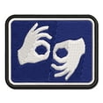 thumbnail image 1 of Sign Language Interpretation Accessibility Applique Multi-Color Embroidered Hook & Loop Patch - 2.0 Inch Mini, 1 of 5
