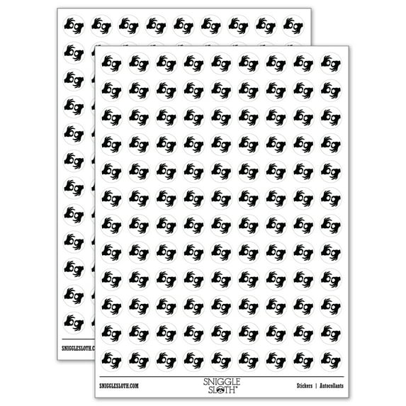 Sign Language Interpreters Symbol Deaf Hearing Impaired Round Sticker Set - White - Gloss Finish - 0.50" Size