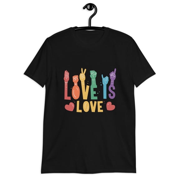 Sign Language Love Men Women Heart Shirts T-Shirt (Black, S)