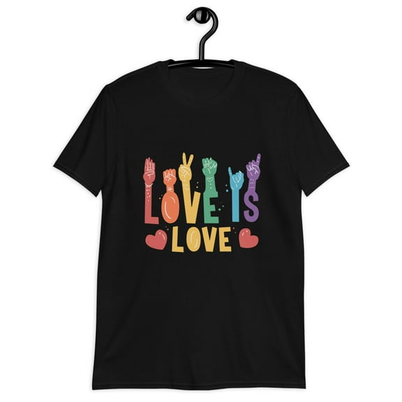Sign Language Love Men Women Heart Shirts T-Shirt (Black, S)