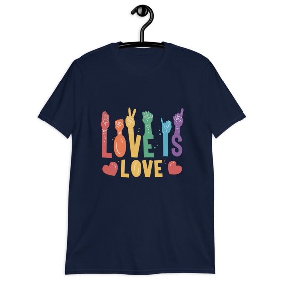 Sign Language Love Men Women Heart Shirts T-Shirt (Navy, 2XL)