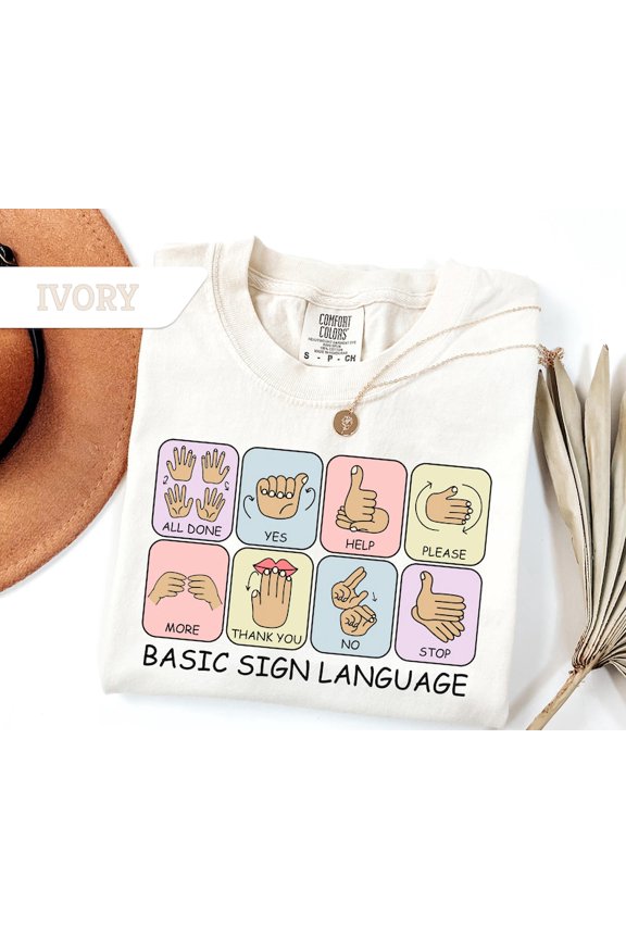 Sign Language Shirt, Basic Sign Language T-Shirt, ASL Tee, Speech Therapist Shirt, Speech Language Shirt, ASL Teacher Gift