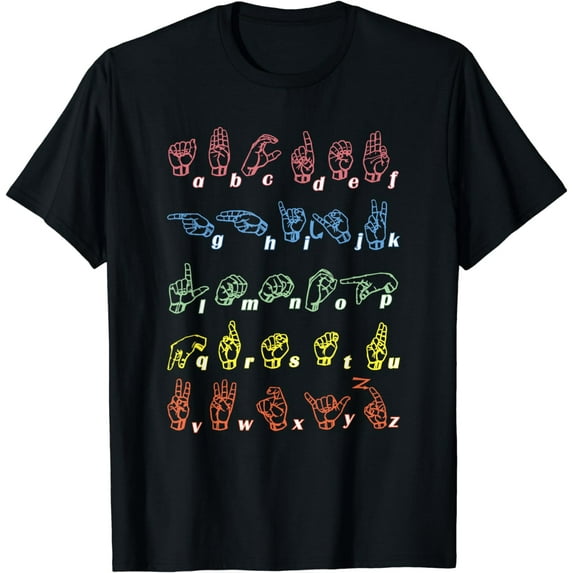 Sign Language T-Shirt ASL Teacher Hand Alphabet Learning Tee