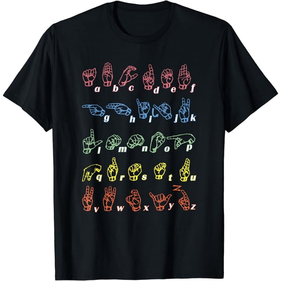 Sign Language T-Shirt ASL Teacher Hand Alphabet Learning Tee