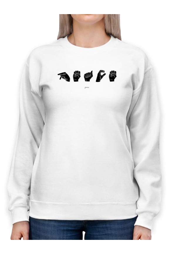 Sign Language V Sweatshirt Women -Emma Scarvey Designs, Female Large