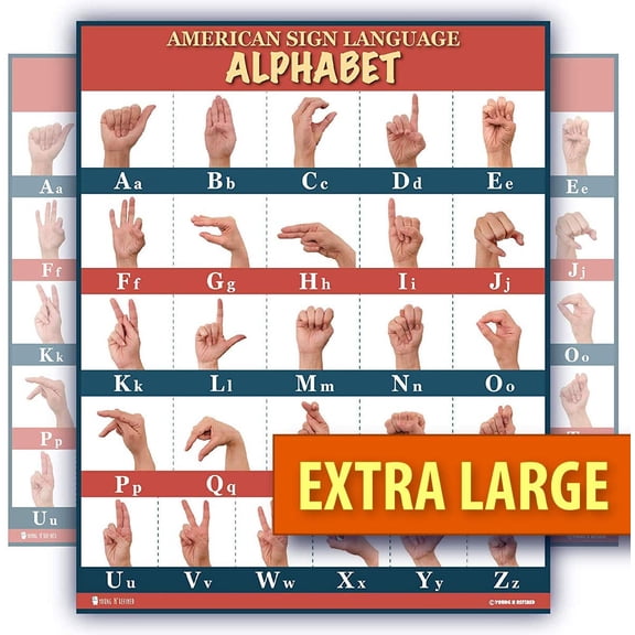 Sign Language abc poster (18x24) large LAMINATED with UPDATED FIXED images Young N Refined