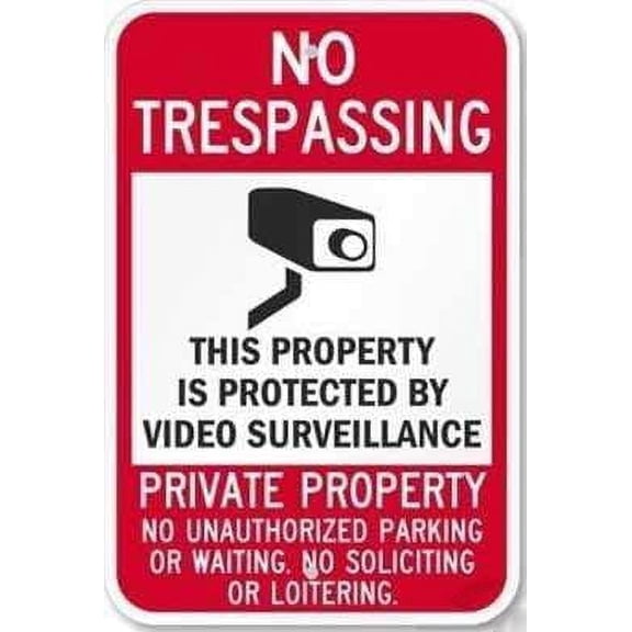 Plaque Wall Decor No Trespassing - This Property is Protected by Video Surveillance - Private Sign Office Sign Outdoor & Indoor Safety Sign 8 X 12 Inch