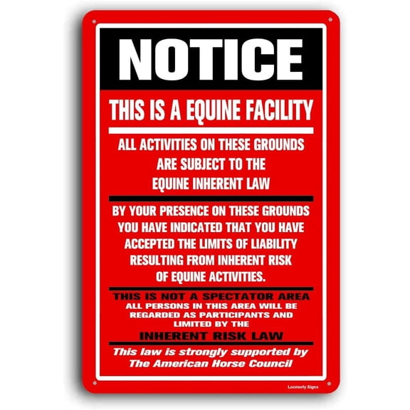 Sign, Notice Horse Barn Stable Rule Sign, 8x12 Inch, Horse Sign Wall Decor Metal Tin Sign
