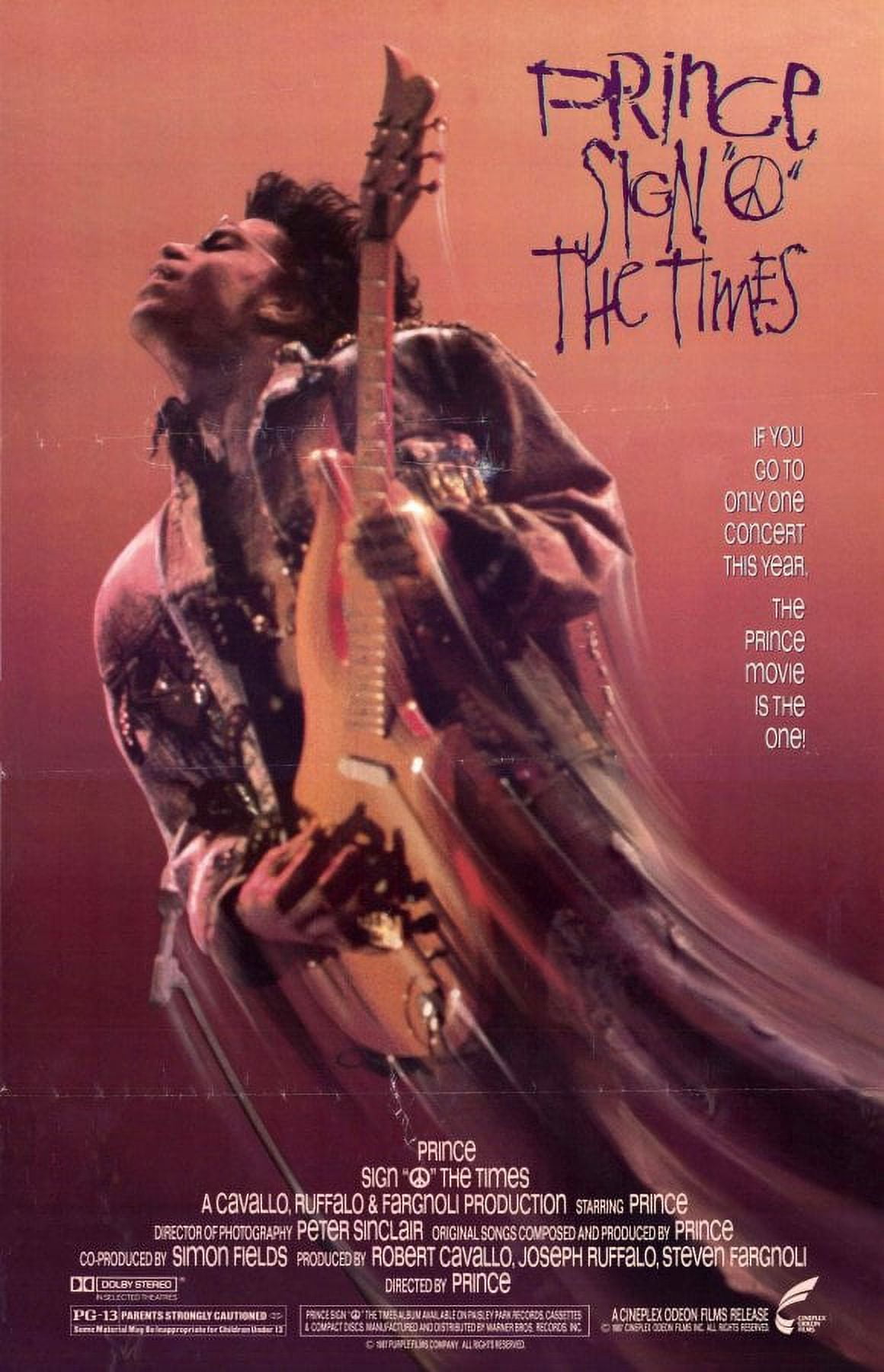 Sign O The Times Prince (1987) 11x17 Movie Poster