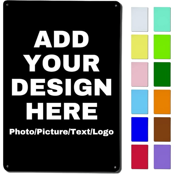 Sign Personalized Signs Design Your Own Text Photo Logo Name Weatherproof iron Metal Sign for Indoor Outdoor Wall Decor (Horizontal, 12x8 inch)
