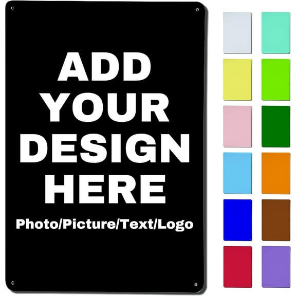 Sign Personalized Signs Design Your Own Text Photo Logo Name Weatherproof iron Metal Sign for Indoor Outdoor Wall Decor (Horizontal, 12x8 inch)