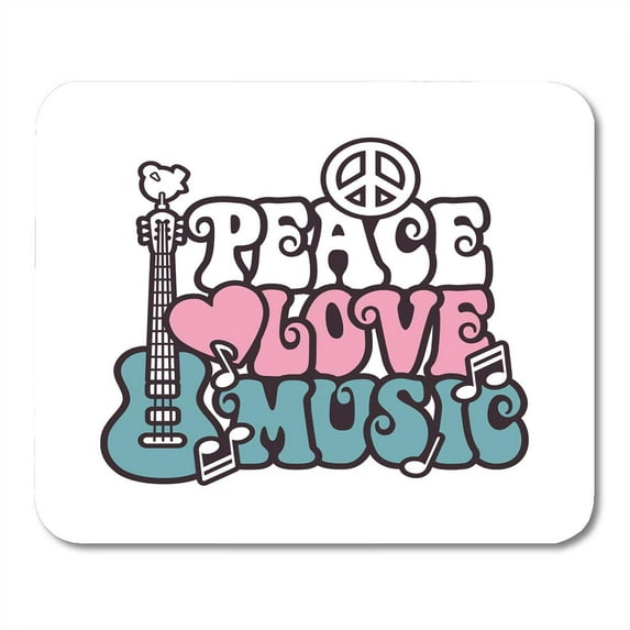 Sign Retro Styled Text of Guitar Peace Symbol and Dove The Words Love Music is My Own 1970S Mousepad Mouse Pad Mouse Mat 9x10 inch
