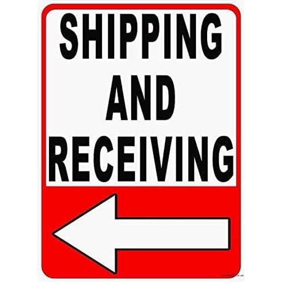 Sign Shipping And Receiving Sign-left Arrow-warehouse Ship Receive Loading Dock Warning Sign Outdoor Decoration 12x8 Inch (2 Pack)