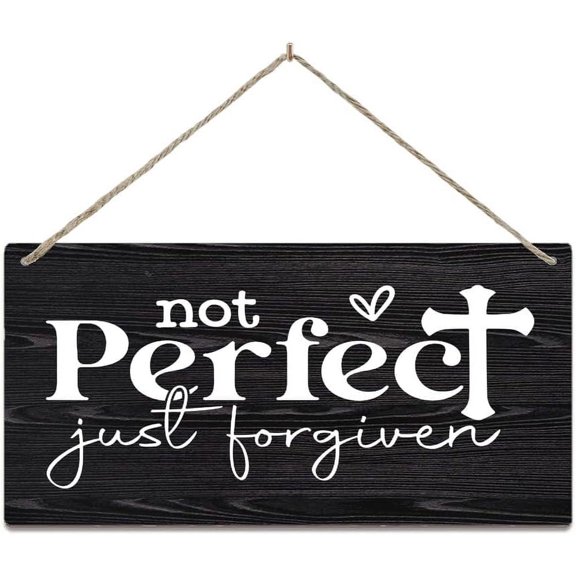 Sign Wall Art Definition Wood Plaque Not Perfect Just Forgiven Sign Hanging Printed Wooden Plaque Decor Office Decor Sign Rustic Home Decoration 12X6 Inch