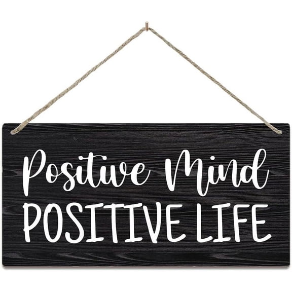Sign Wall Art Definition Wood Plaque Positive Mind Positive Life Hanging Plaque For Home Kitchen Living Room Bedroom Office Decor 12X 6 Inches